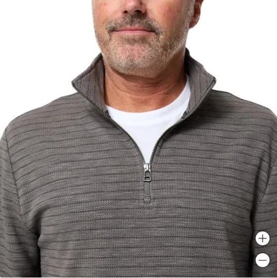 Dockers Men’s Quarter Zip Regular Fit Textured Fabric Pullover, Gray, Size M