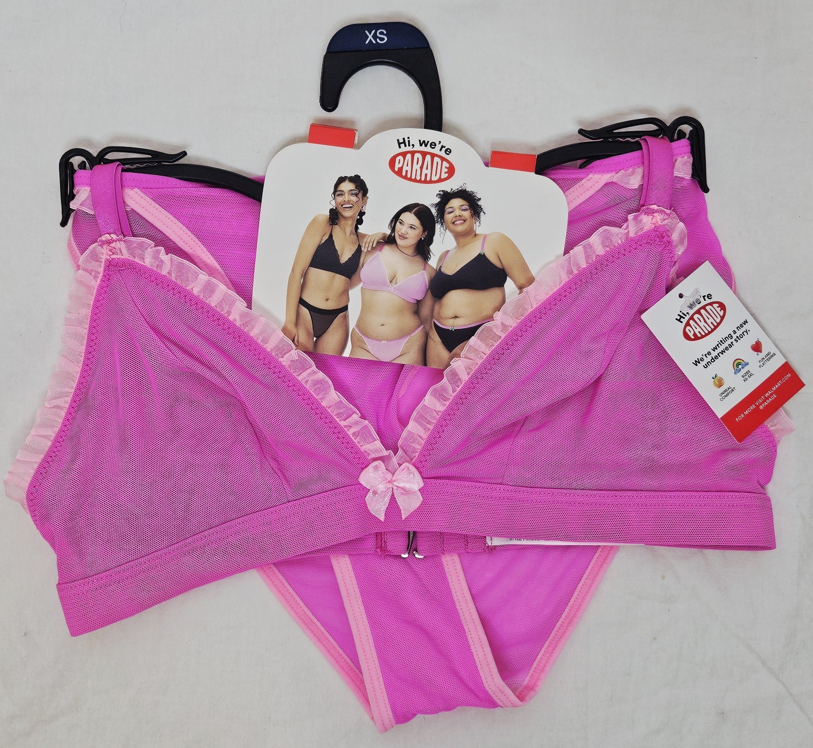 Parade Mesh Micro Bra Set Bra & Panties / Bikini Pink Choose XS Large XL or 3XL