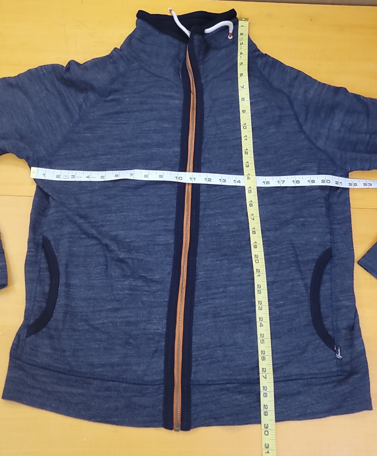 Howe Mens L Grey Full Zip Pockets Ribbed Collar LS Cotton/Polyester Sweatshirt