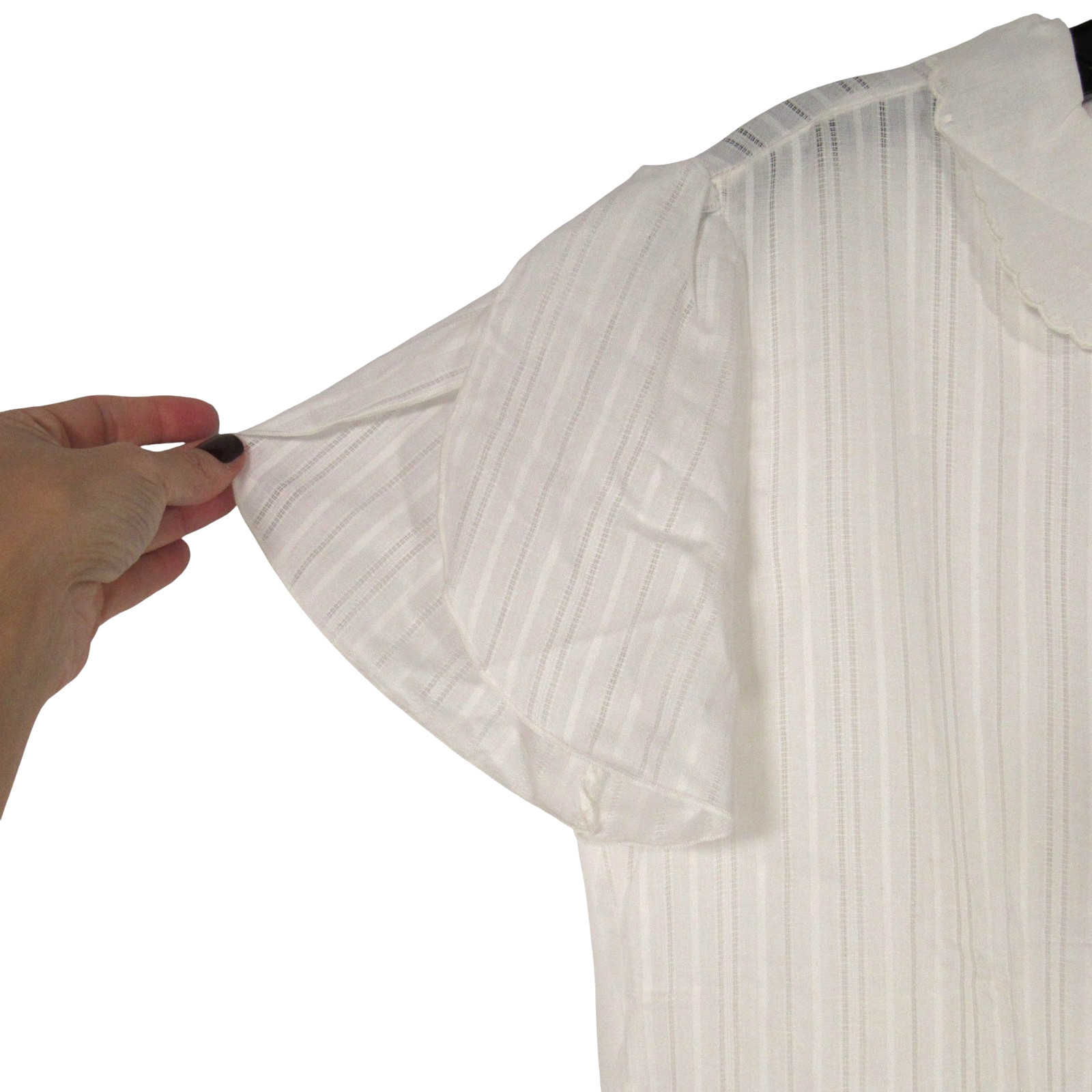NWT VTG JUDY BOND Semi-Sheer TWILL Button-Up TULIP SLEEVES Blouse/Top Sz 14
