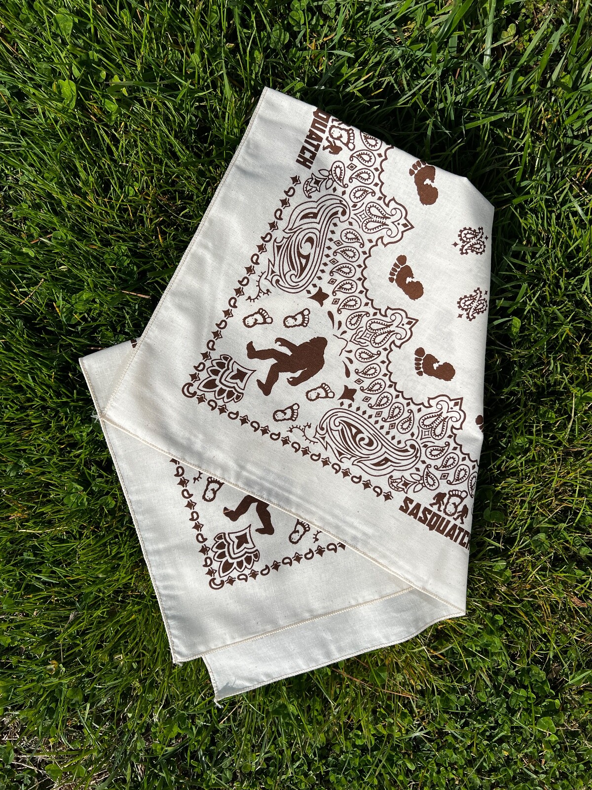 Sasquatch Natural Cotton approx. 22″x22″ Bandanna 100% Cotton USA Made Fun Gift