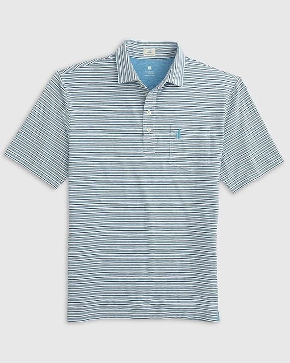 NWT JOHNNIE-O $89 THE ORIGINAL GRADY STRIPE POLO SHIRT IN BONDI BLUE SZ M