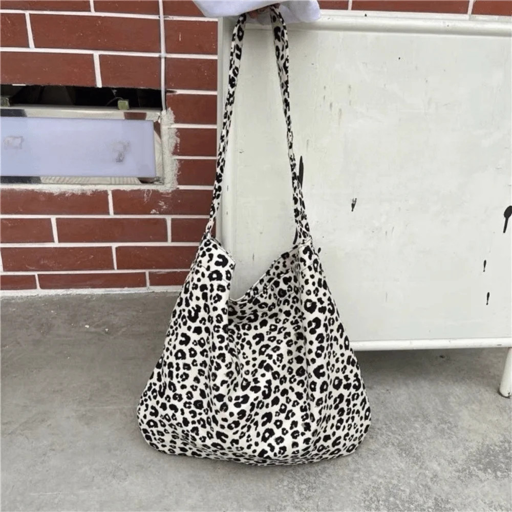 Printed Leopard Print Handbag Large Capacity Tote Bag Canvas Crossbody Bag Korea
