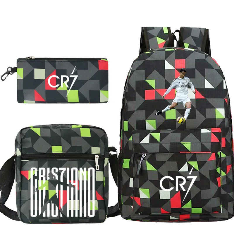 New 3Pcs CR7 Backpacks Simple Style Lightweight Boys Girls School Bags Capacity