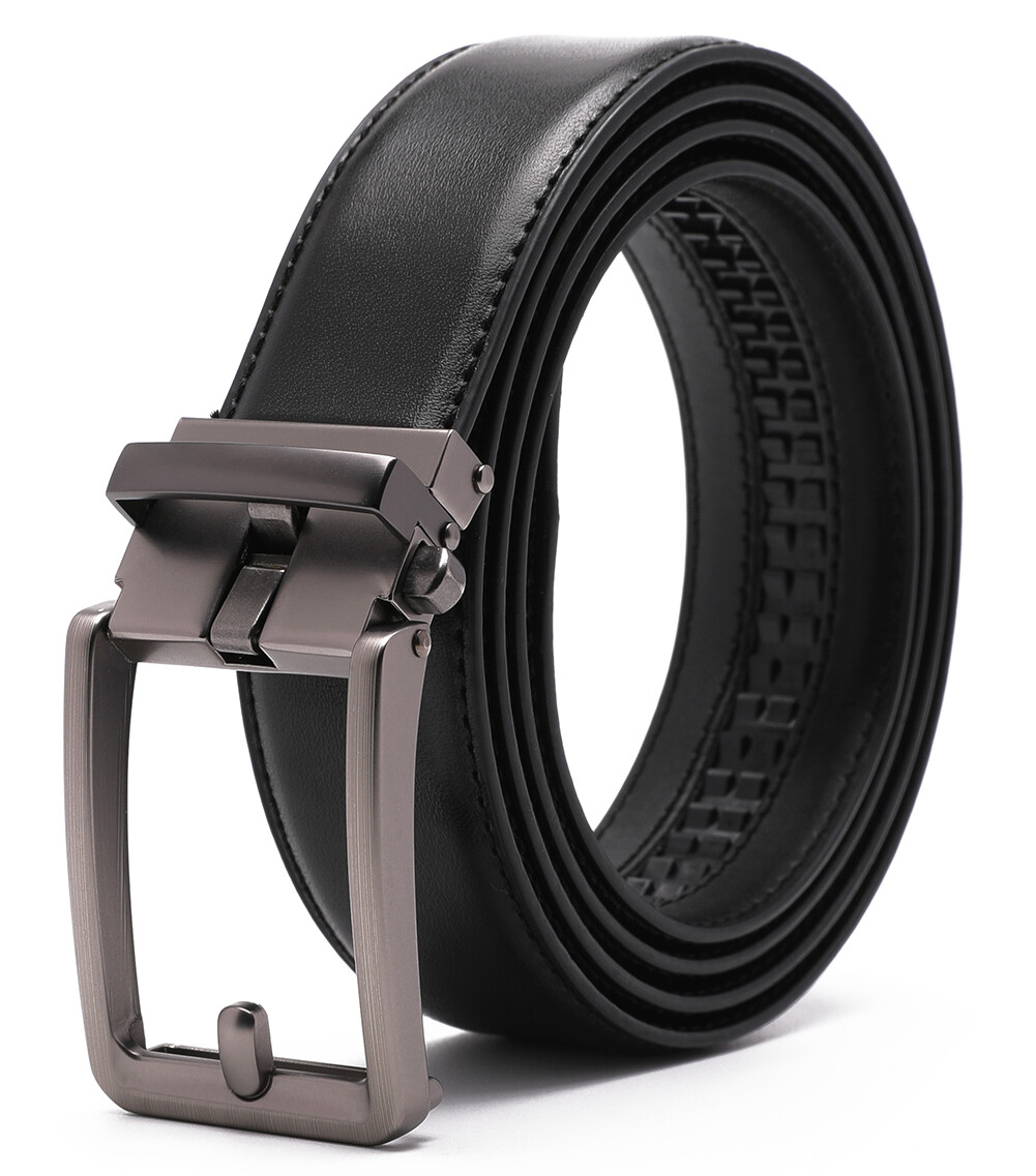 Men’s Genuine Leather Ratchet Belts Automatic Belt Adjustable 46″