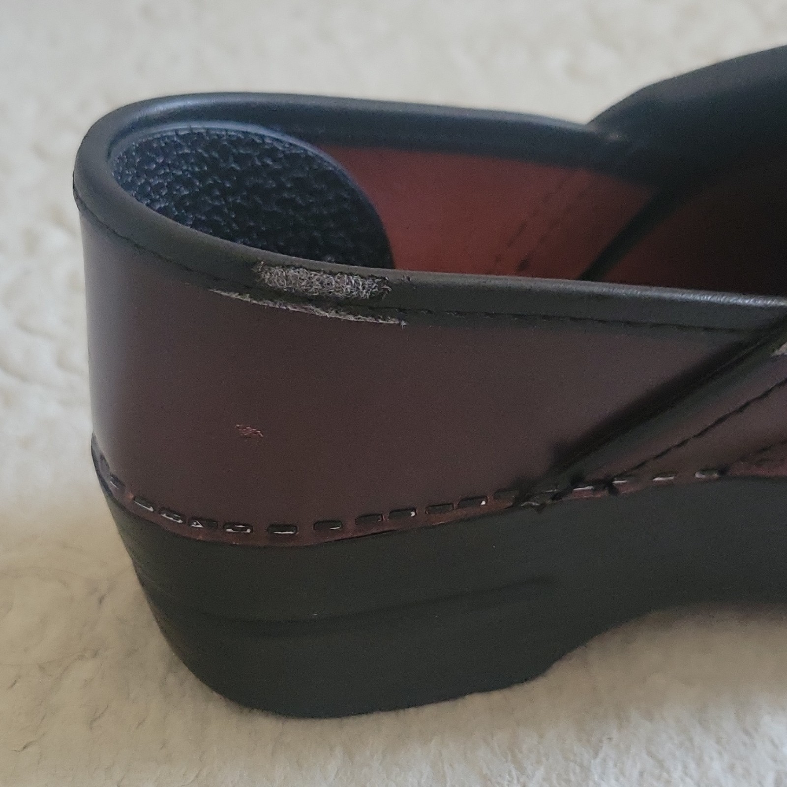 Dansko Professional Burgundy Leather Comfort ClogSlip On Wedge Heel EU 37 US 6.5