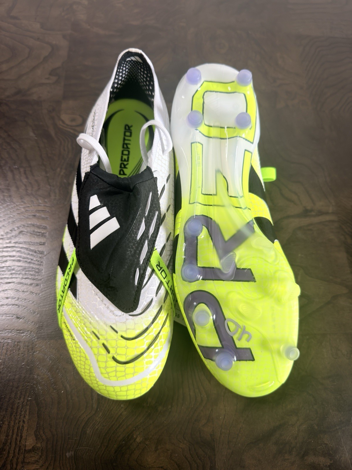 adidas Predator Elite FT FG Soccer Cleats White Black Yellow Lace-Up Low Top