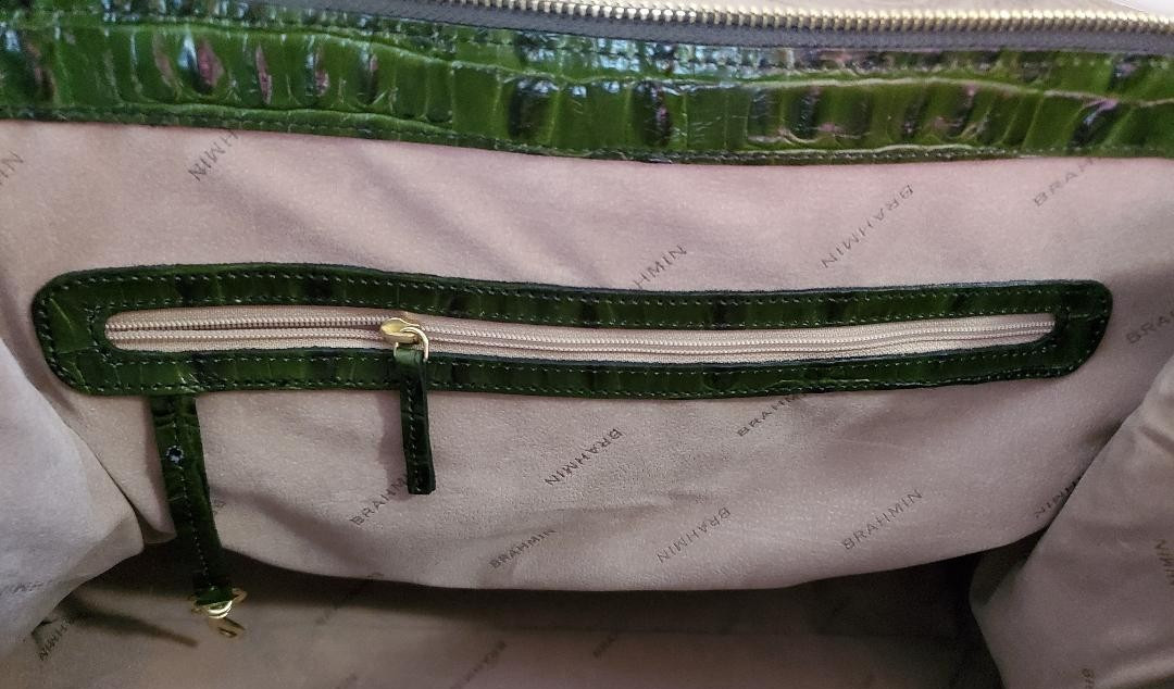 NEW Dustbag Rare Brahmin Anywhere Weekender Bag Green La Scala Tote CHARM Croc