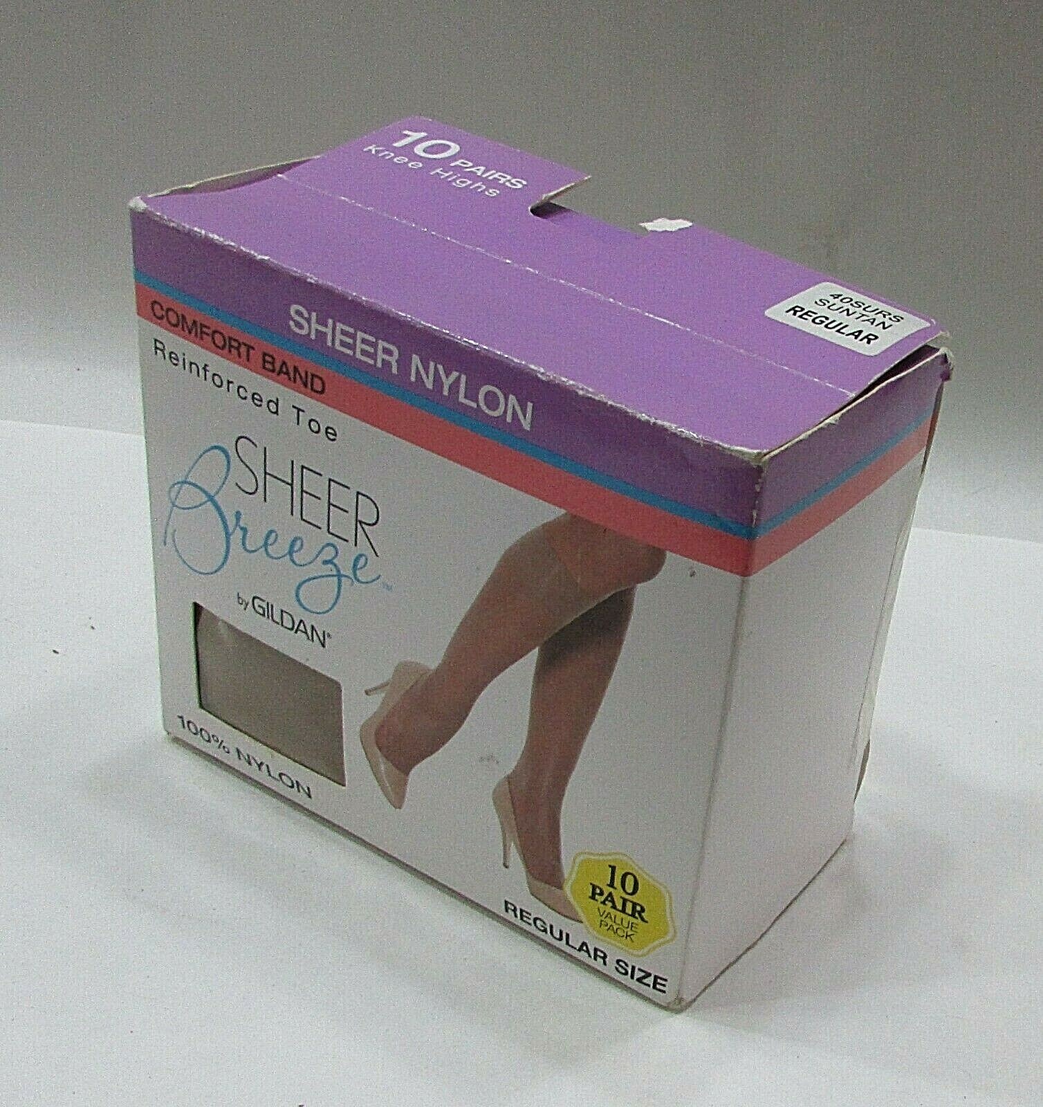 New Old 1980 Sheer Suntan Gildan 100% Nylon Regular Comfort Band 10 Pack FREE SH