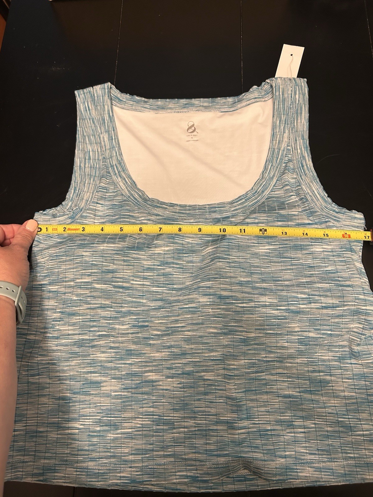 NWT Lou & Grey Light Blue Patterned Cropped Scoop Neck Tank