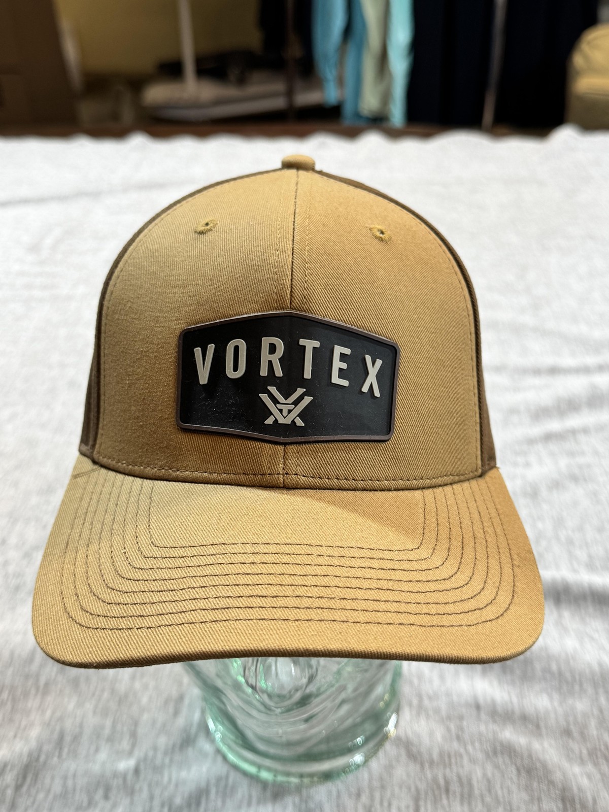 Vortex Hat Cap Snap Back One Size Brown Logo Patch Mens Optics Hunting Outdoors