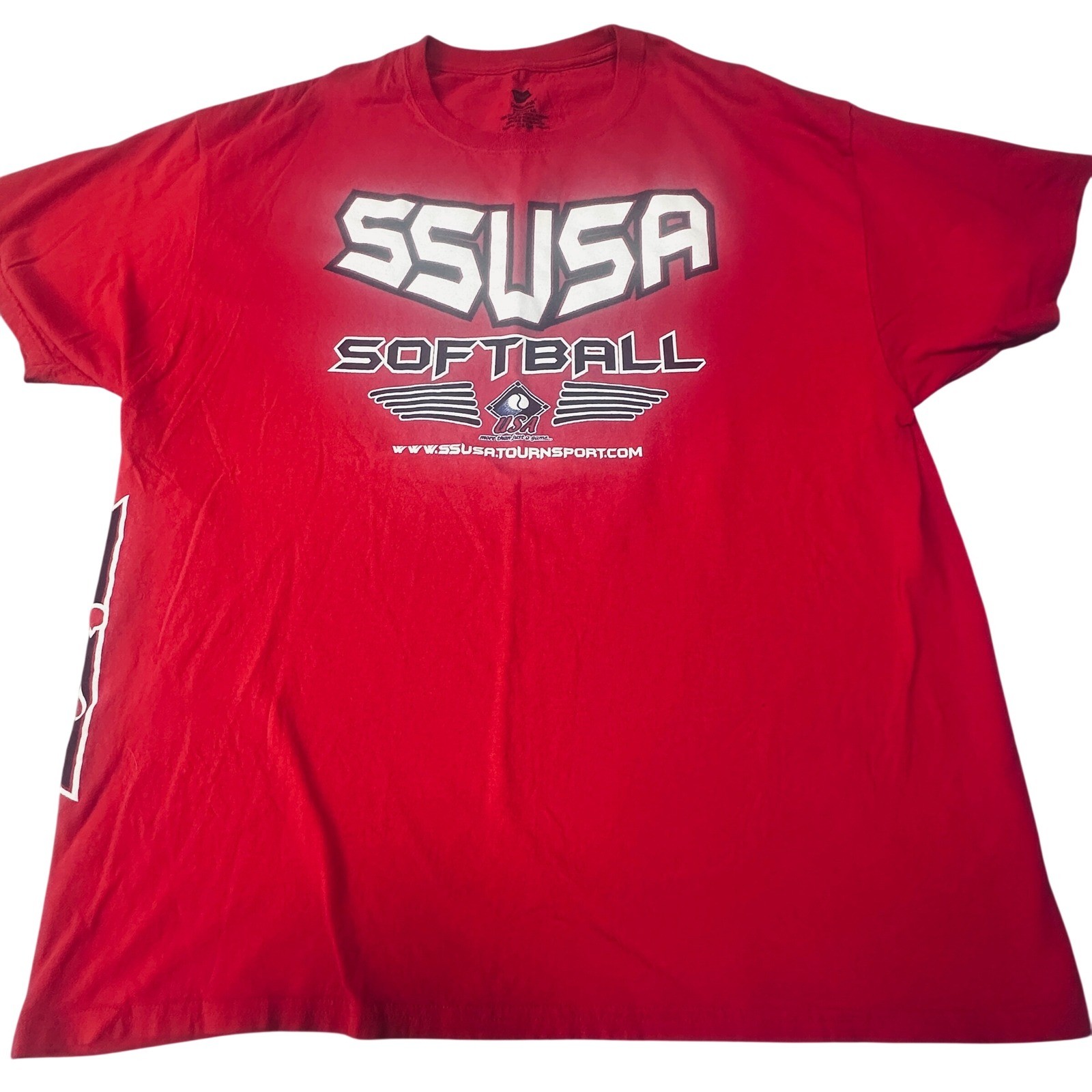 Hanes Mens SSUSA Softball Arizona T-Shirt XL Red Graphic Heavyweight Tee