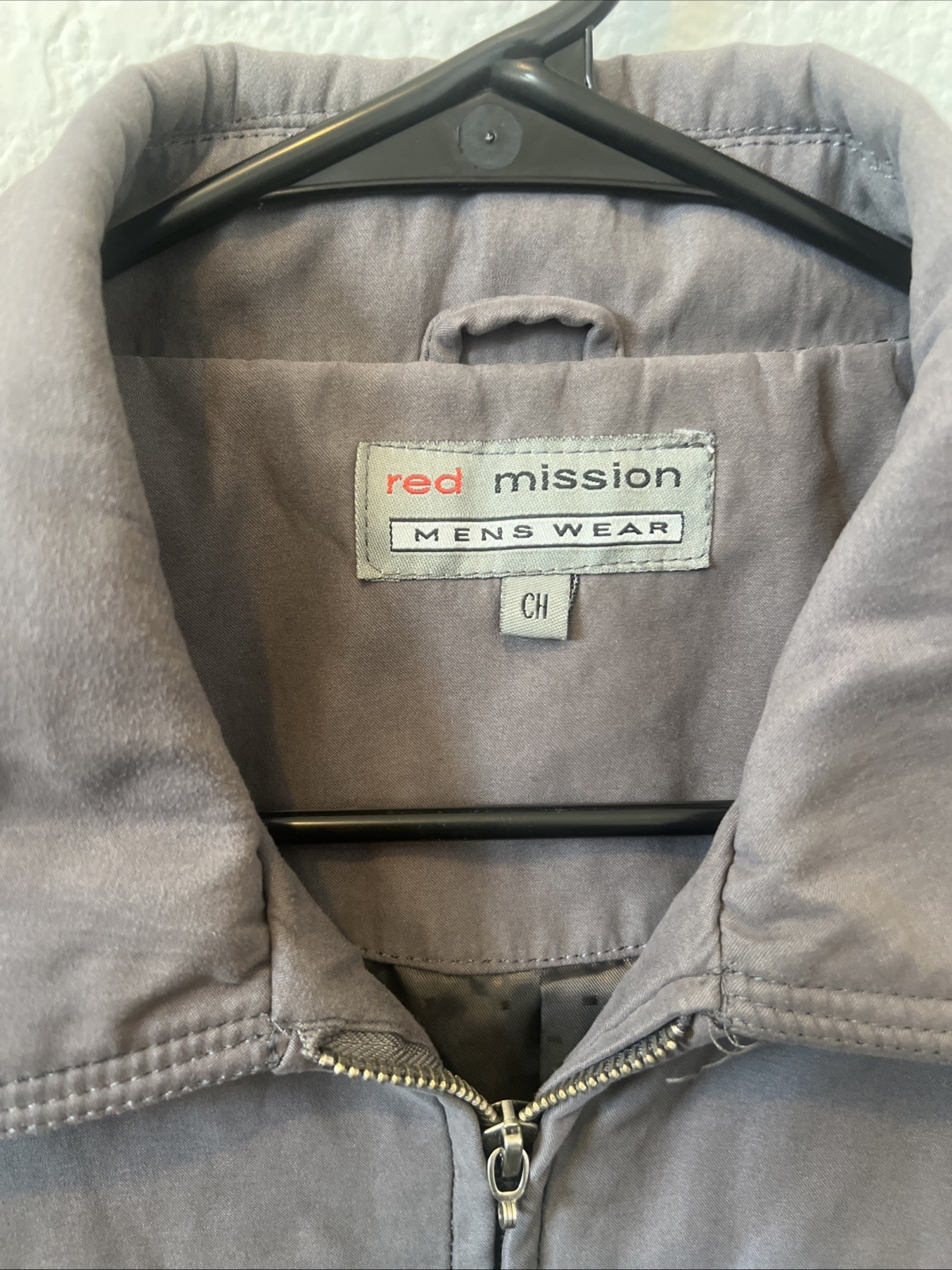 Vintage Red Mission Mens Wear Gray Jacket Thermal Soft Shel Button Error RARE #Y