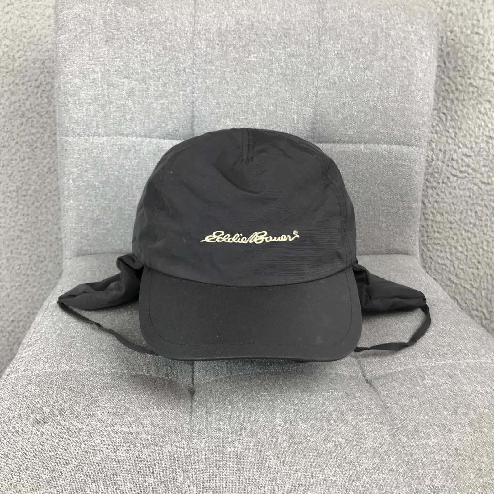 Eddie Bauer Hat Cap One Size Black Mens Neck Flap Outdoor Sun Hiking Fishing