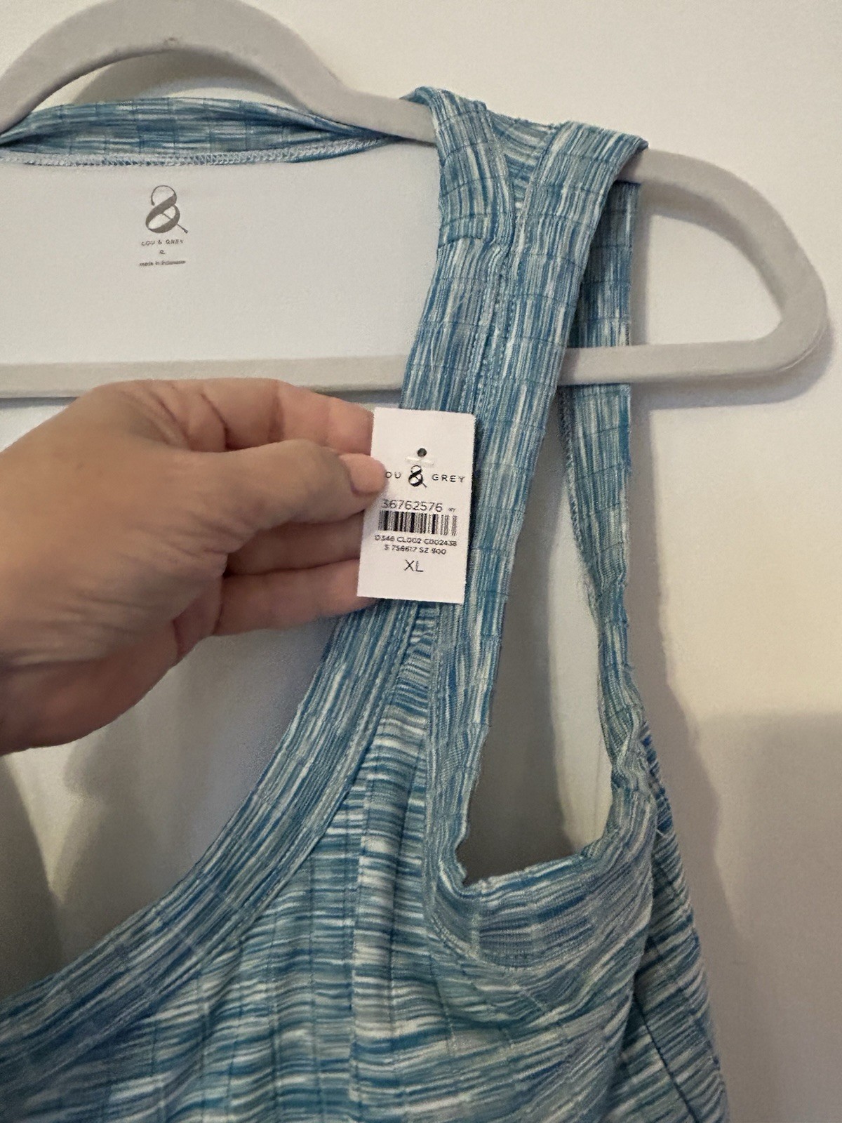 NWT Lou & Grey Light Blue Patterned Cropped Scoop Neck Tank