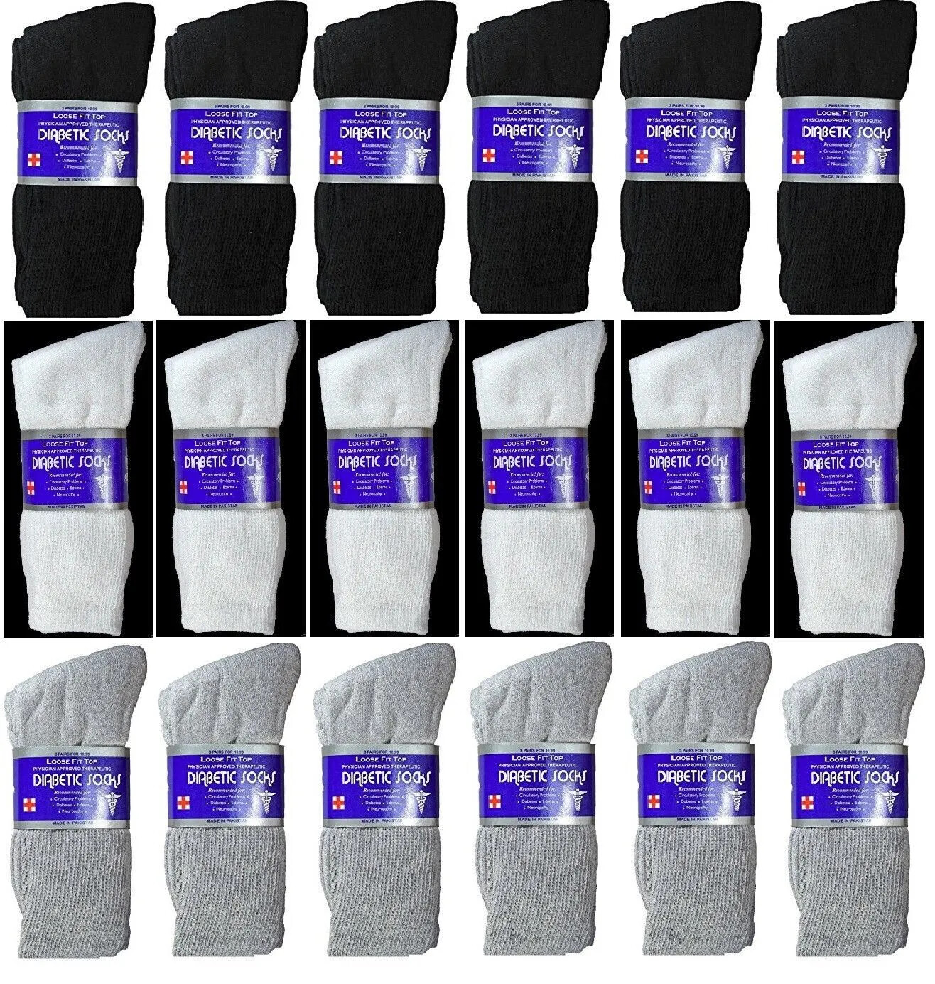 Wholesale Bulk Lots Men Diabetic Crew Socks Health Circulatory Cotton Size 9-15