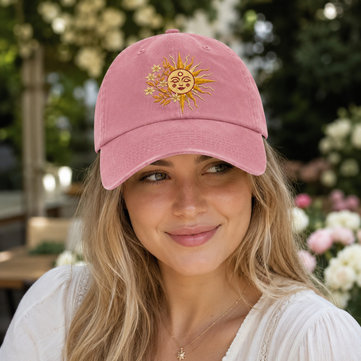 Celestial Sun Embroidered Baseball Cap, Boho Astrology Dad Hat