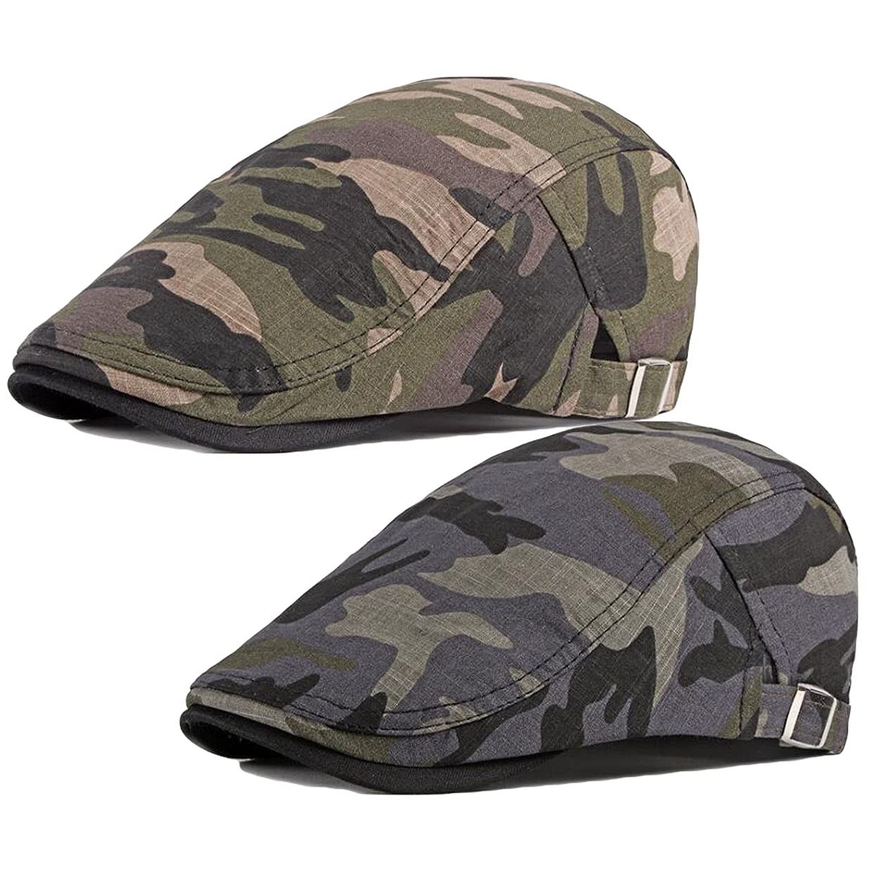 2 Pack Men’s Cotton Flat Cap Ivy Gatsby Newsboy Hat