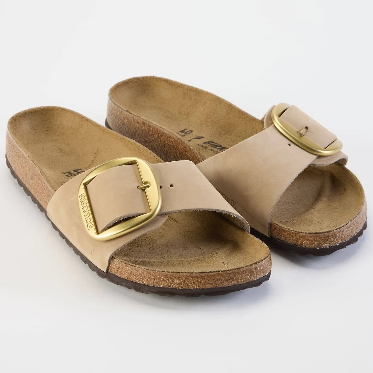 Birkenstock Women’s Madrid Big Buckle Sandcastle Nubuck Leather Sandals EU37-41