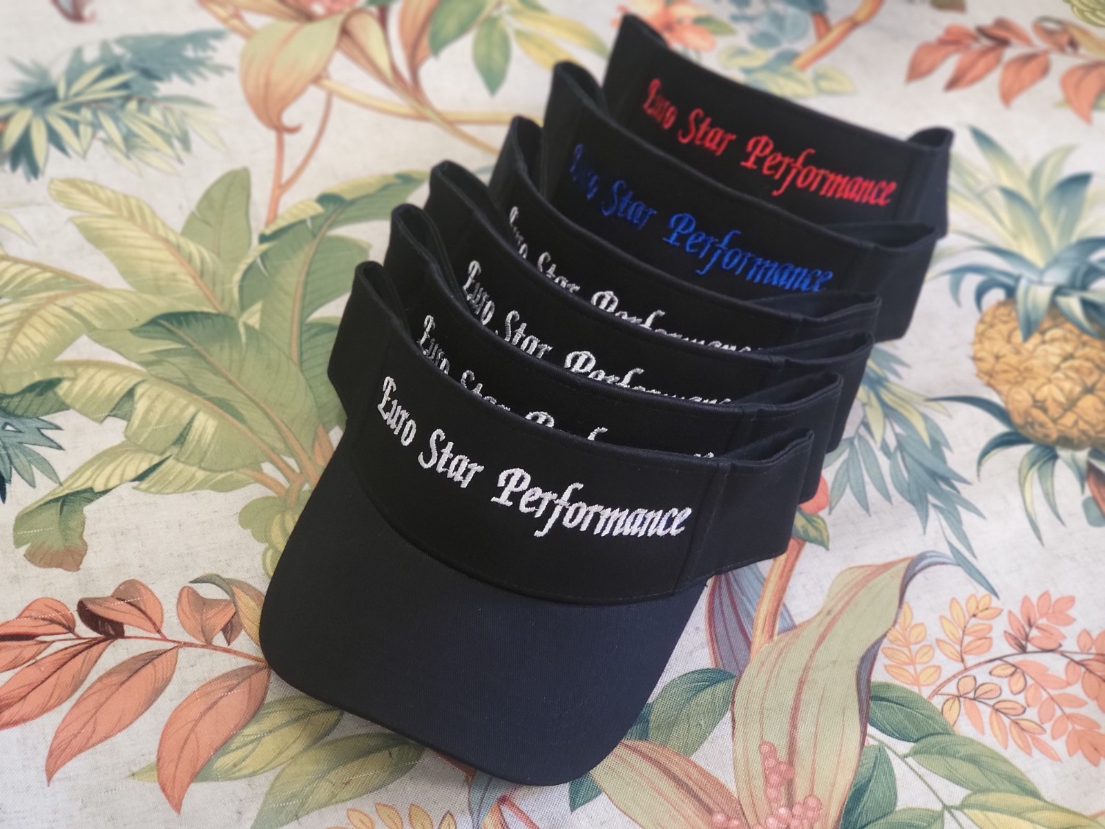 Custom embroidered sun visor cap, personalized embroidered visor hat (black)