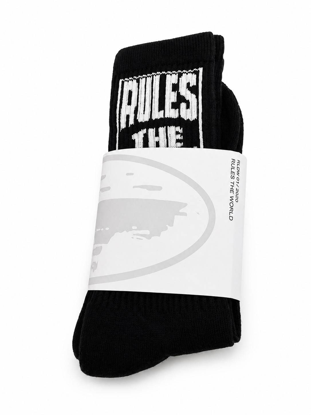 Corteiz Men’s Cotton Crew Socks Black/White Graphic Logo Print Size M 1 Pair