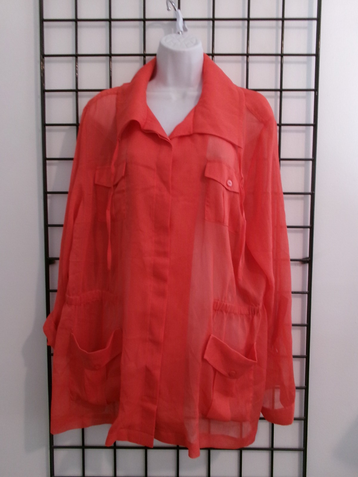 CHICO’S 🌸 SIZE 3 / XL==SEMI SHEER ORANGE / BLAZER / COVER UP / BLOUSE