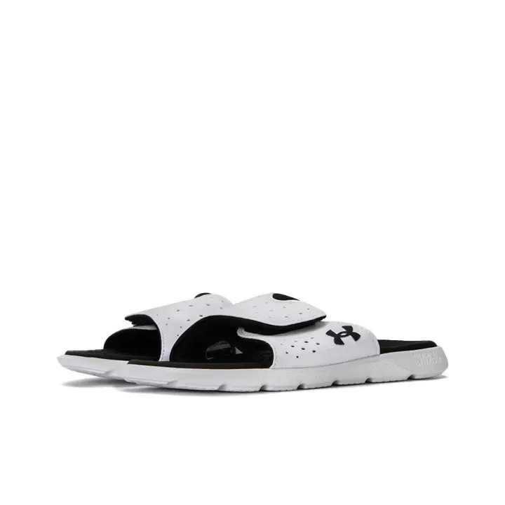 Under Armour Women Ignite Pro Slide Sandals White Black Memory Foam Slippers UA