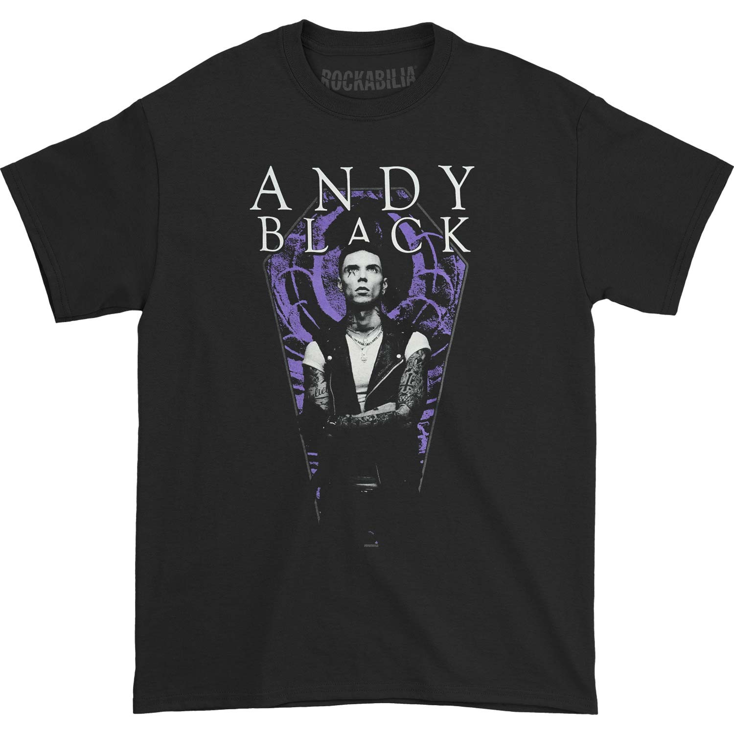 Men’s Andy Black Purple Coffin Tee T-shirt Medium Black