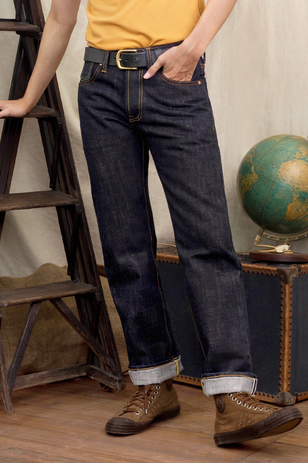 Simple&Raw Foresta 16oz. Orange Selvedge Men’s Jeans Slim Straight Fit