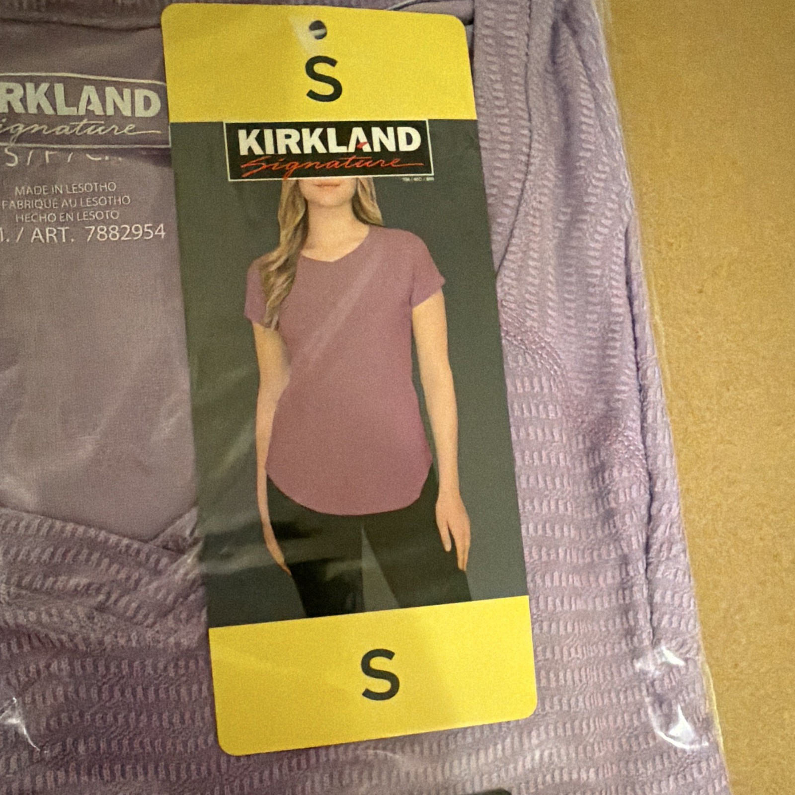 Kirkland Signature Women’s Purple Solid VNeck Short Sleeve T-Shirt Size S
