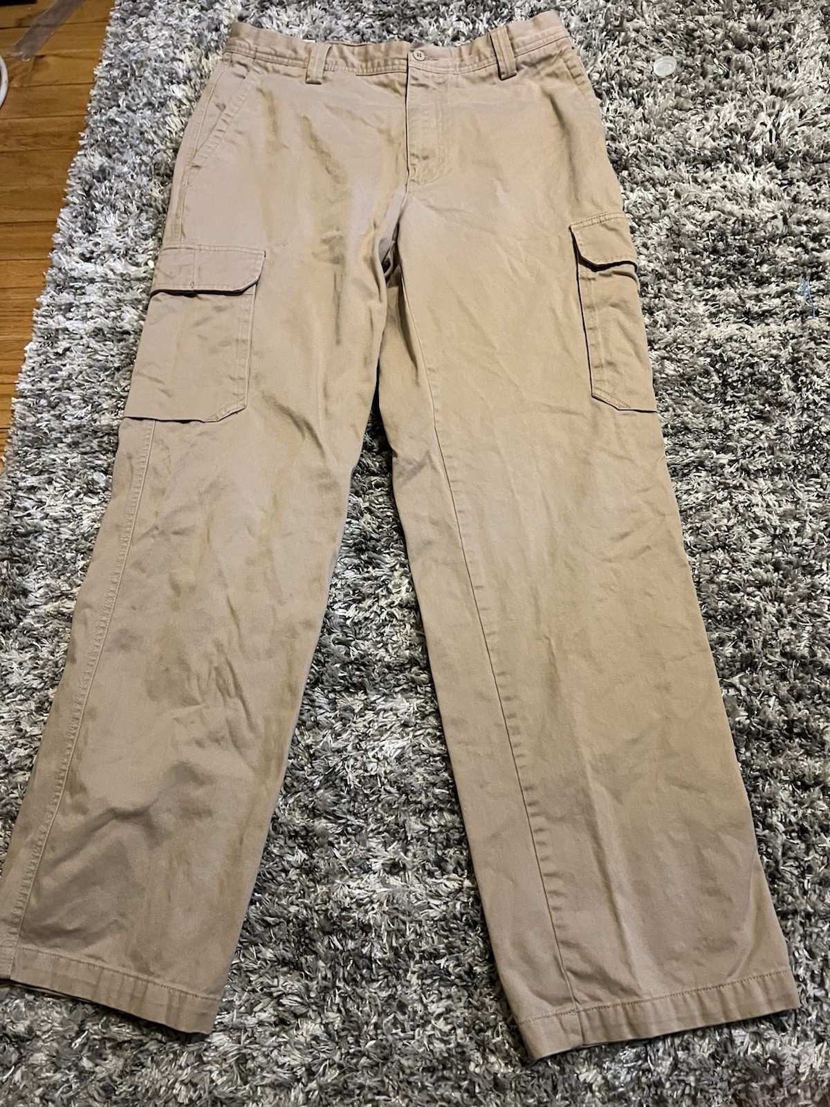 Dockers Ultimate Cargo Men’s Pants 33 Beige Twill Flat Front Straight Leg