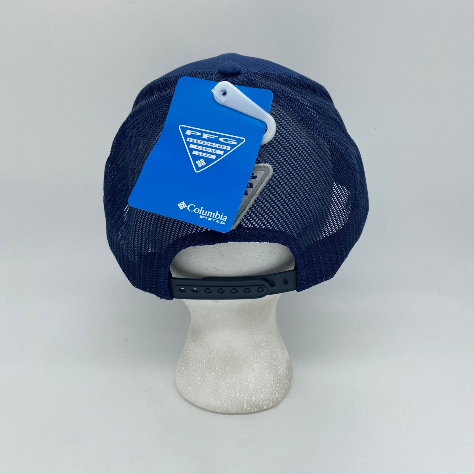 Columbia PFG Mesh Back Snapback Hat Cap Fish Flag Solid Blue Adjustable Unisex