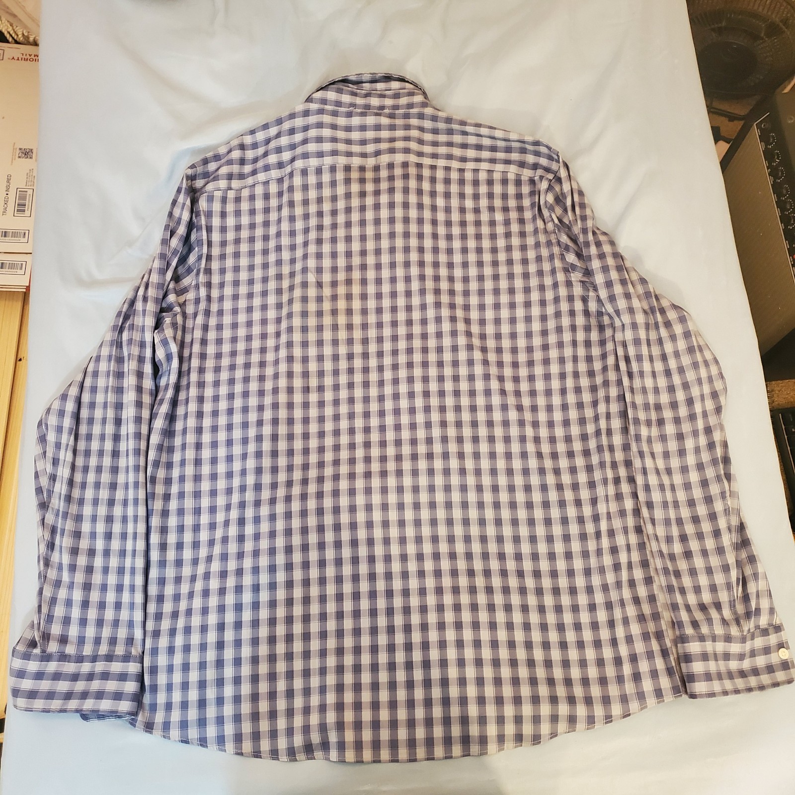 Faherty XXL Blue and White Checkered Button Down Shirt