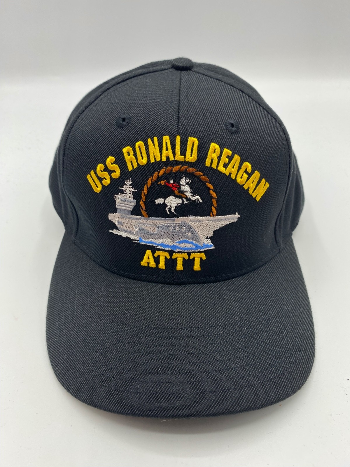 The Corps USS Ronald Reagan CVN 76 ATTT Logo Black Baseball Cap Hat One Size