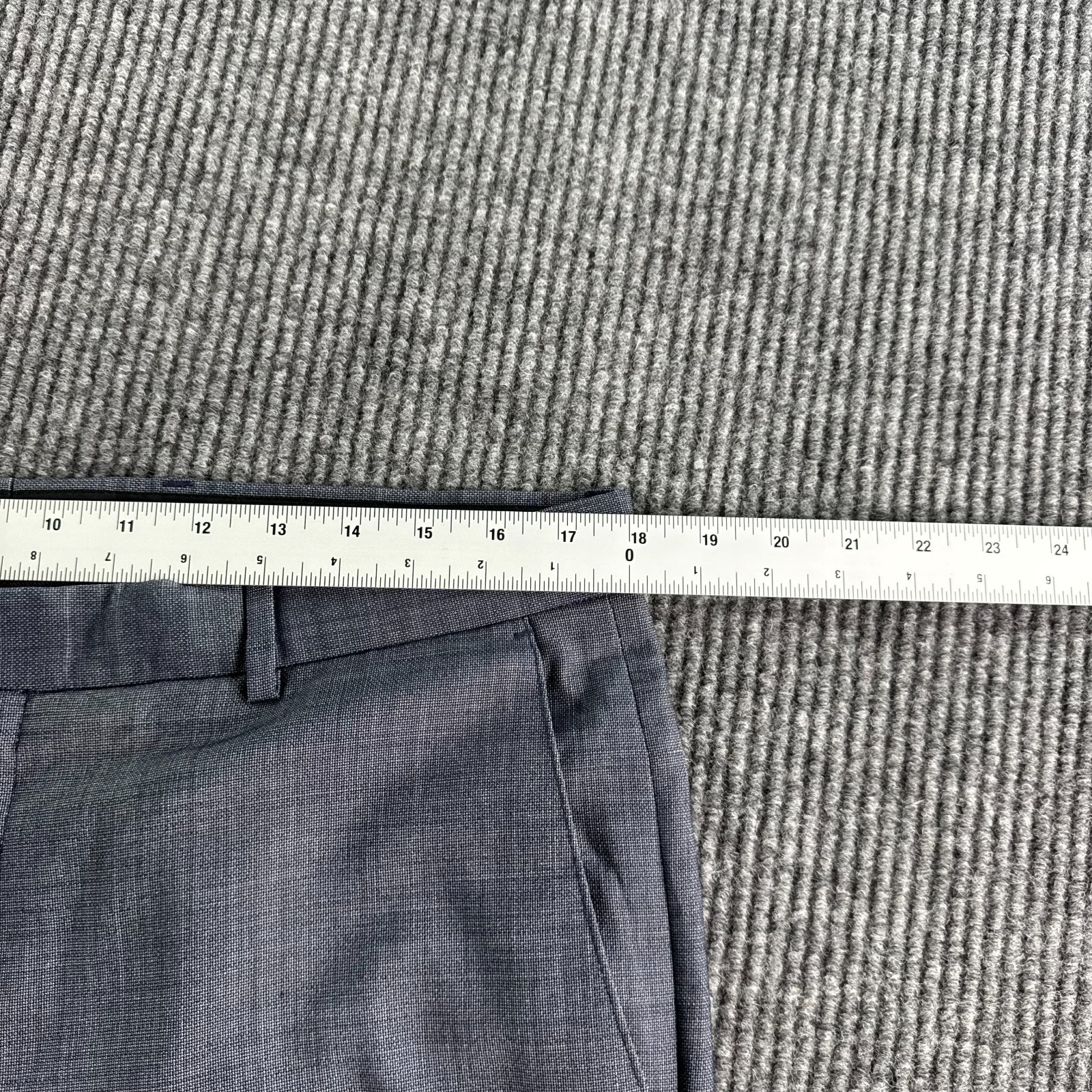 Strellson Pants Men 36×29.5 Blue Linen Hopsack Flat Front Summer Premium Slacks