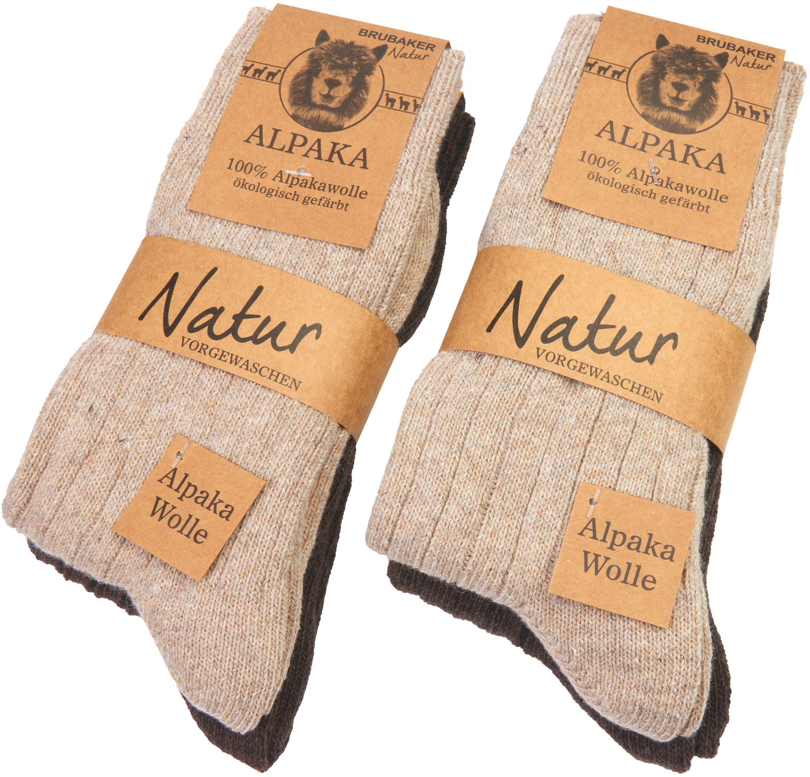 BRUBAKER 4 Pairs Alpaca Wool Socks – Fine Knit Socks for Women and Men
