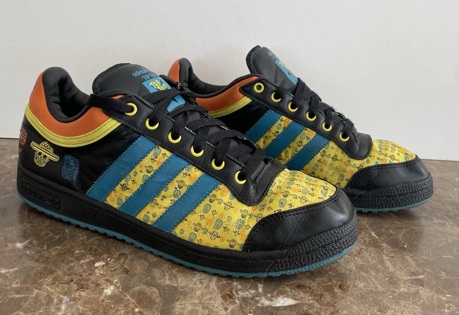 Vtg Adidas Top Ten Low Day of the Dead Multicolor Sneakers Shoes Limited Ed 9