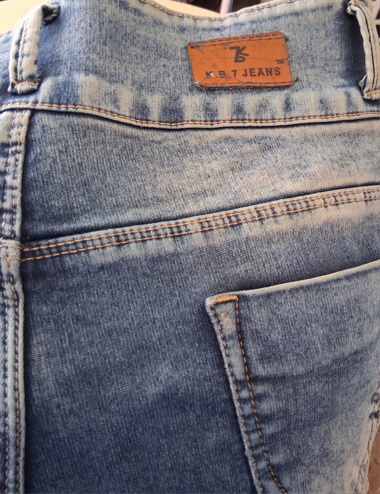 Men’s Size 34 Waist K.b.7 Jeans Blue Denim Slim Fit Tapered Leg. Retro Designer