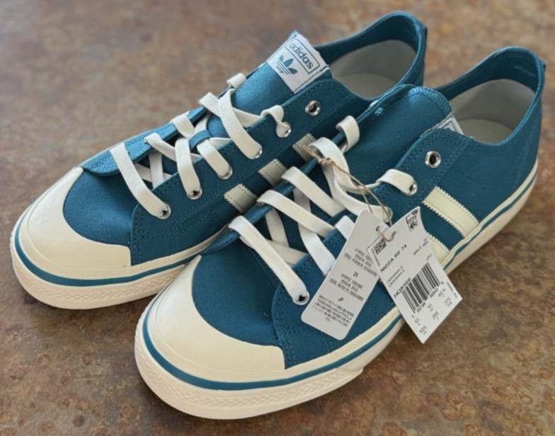 ADIDAS MEN’S NIZZA RF 74 CANVAS SHOES TURQUOISE WHITE HQ8566 SIZE 10.5 NWT NWOB