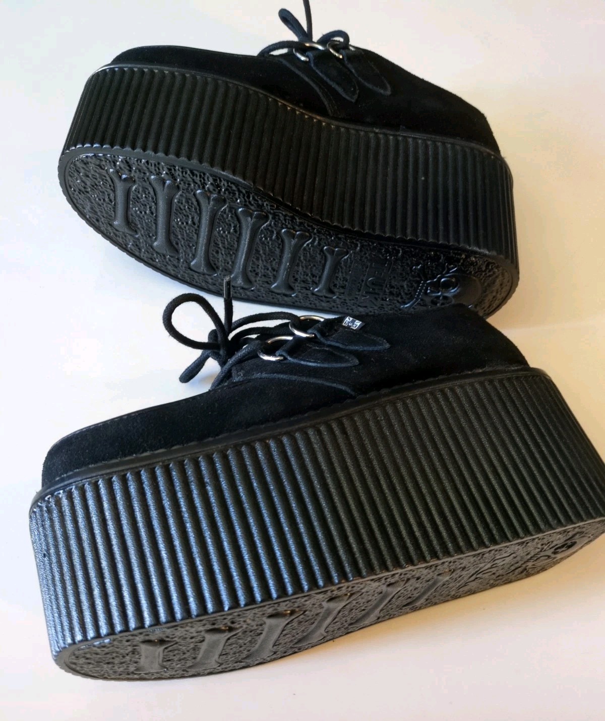 T.U.K. Black Leather Creepers Platform Bone Sole Goth Punk Shoes US Size M5 / W7