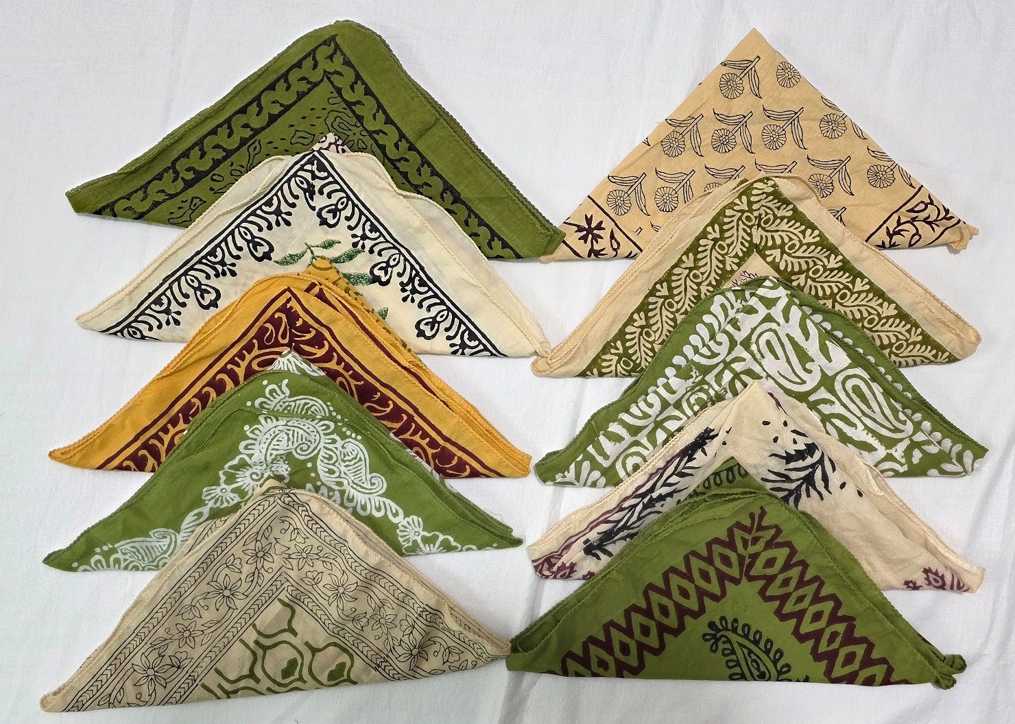 10 Pieces Set Bandana Block Print Bandana Georgette Pattern 21″x21″ Big Scarf