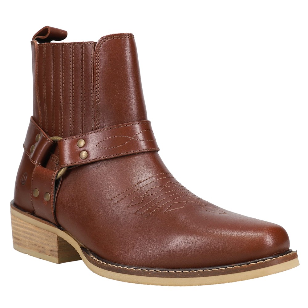 Dingo Black Bart Pull On Square Toe Mens Brown Casual Boots DI282-BRN