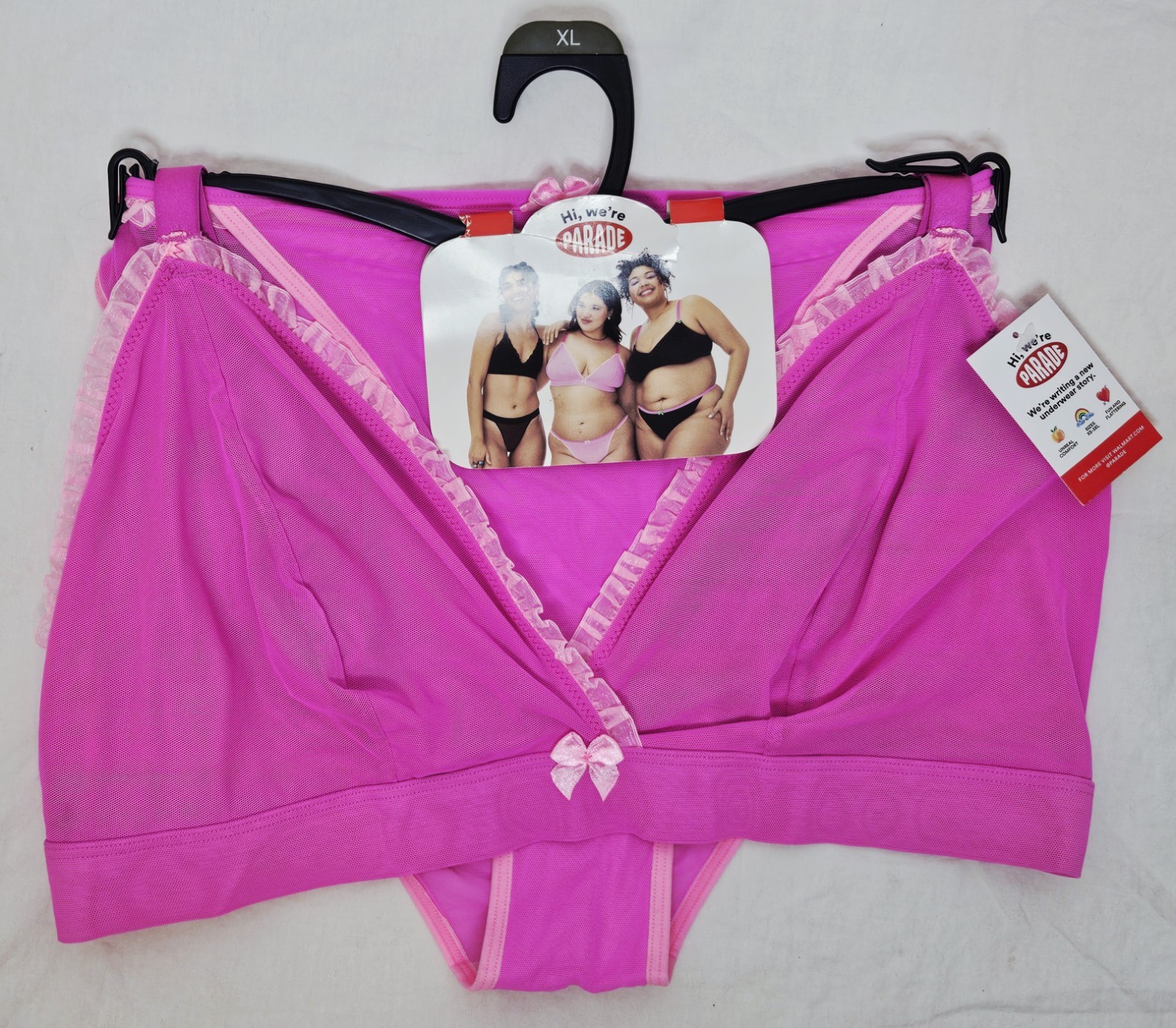 Parade Mesh Micro Bra Set Bra & Panties / Bikini Pink Choose XS Large XL or 3XL