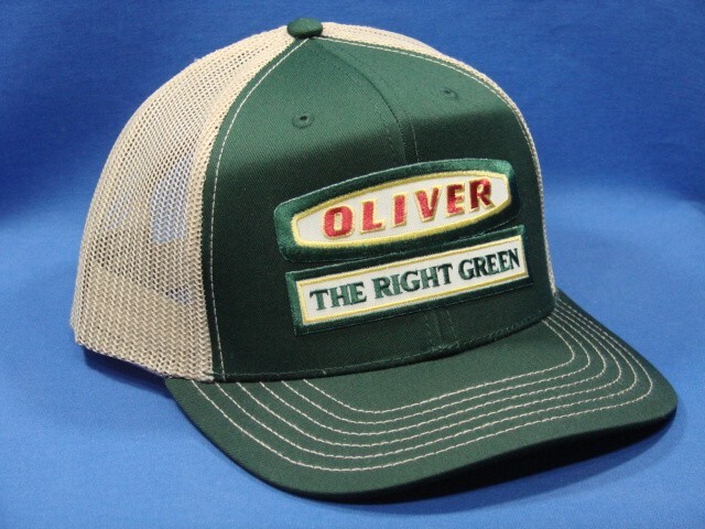 Oliver “The Right Green” Logo Tractor Hat – Green Khaki Mid Crown Mesh Snapback