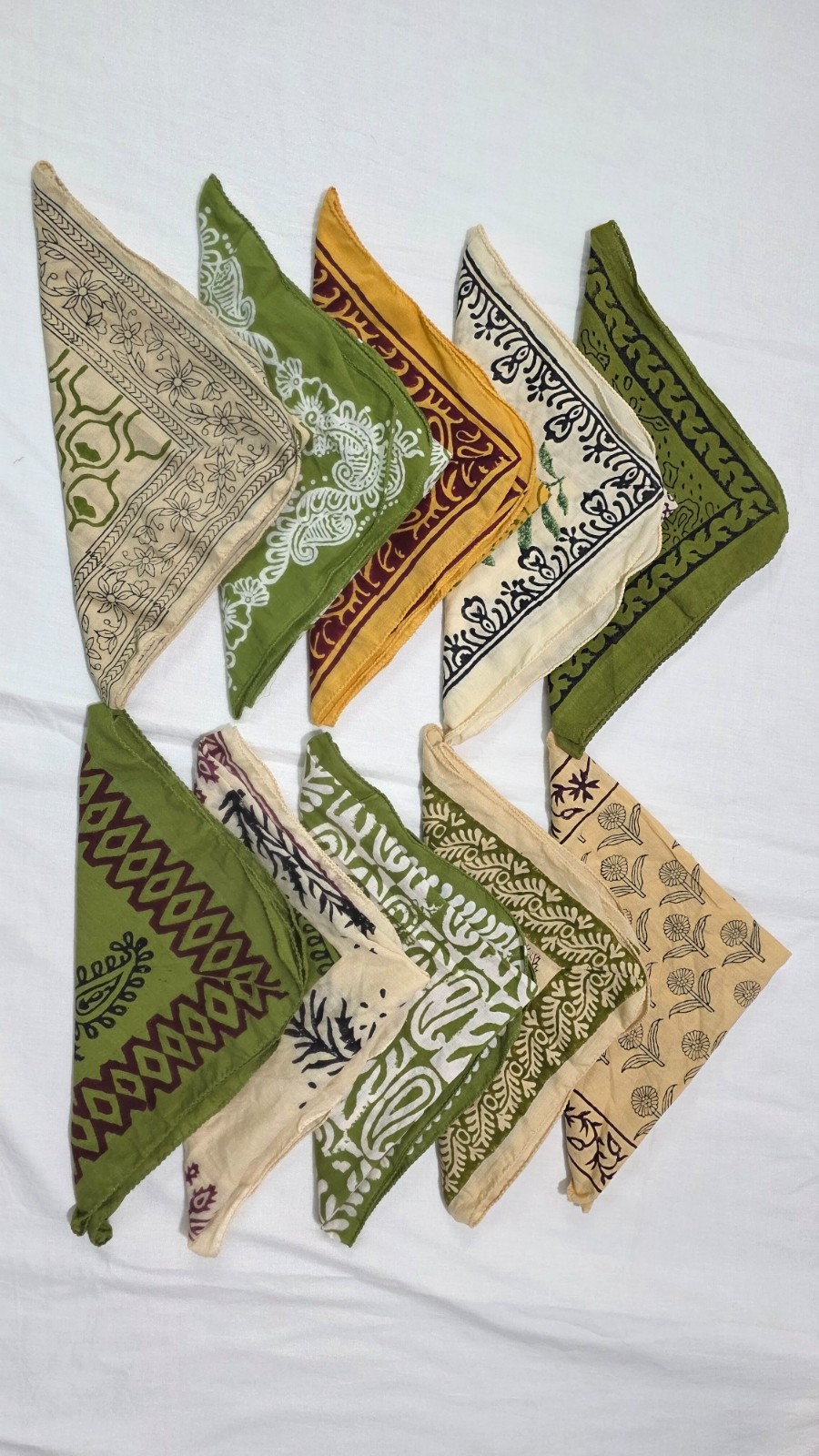10 Pieces Set Bandana Block Print Bandana Georgette Pattern 21″x21″ Big Scarf