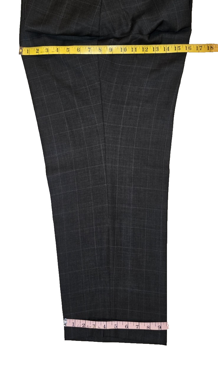 Jos A Banks 100% Wool Mens Dk Gray 46R 2 Pc Suit with Cuffed Pleated Pants 40×29