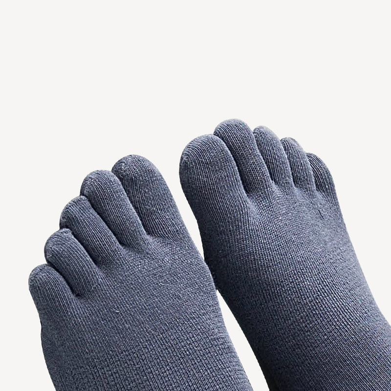 5Pack Men Athletic 100% Cotton Five Finger Toe Sport Solid Crew Ankle Socks 7-11