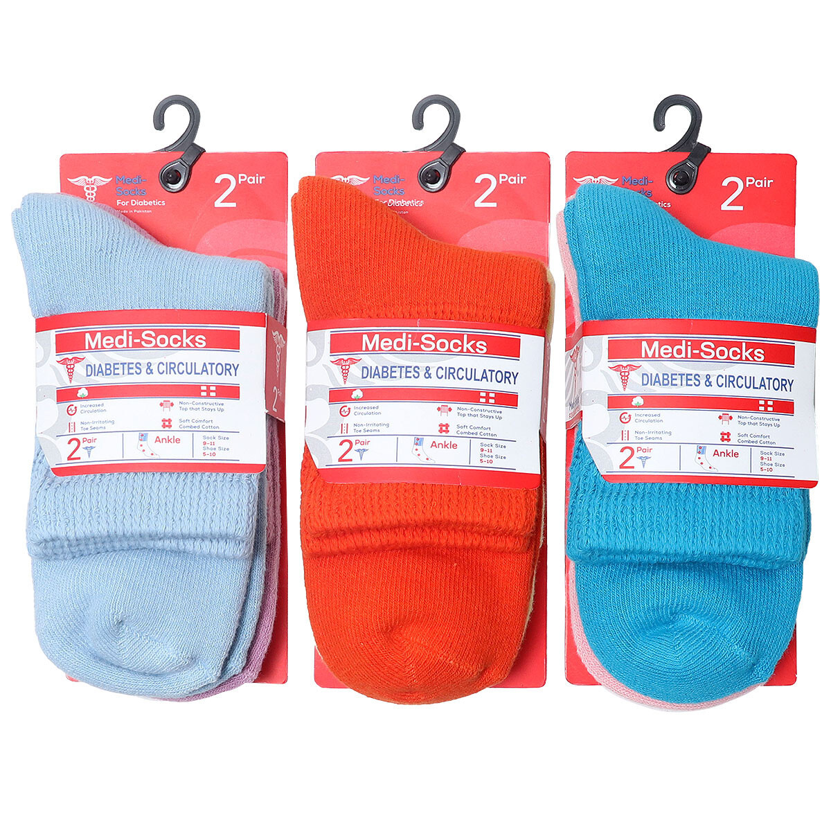 6 Pair Women Loose Fit Quarter Diabetic Socks Cotton Circulatory Non Binding Top