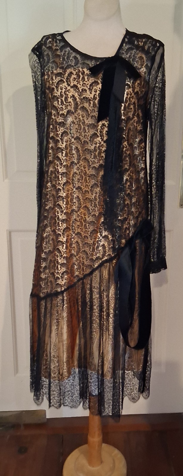 True Antique Black Lace Dress with Long Sleeves