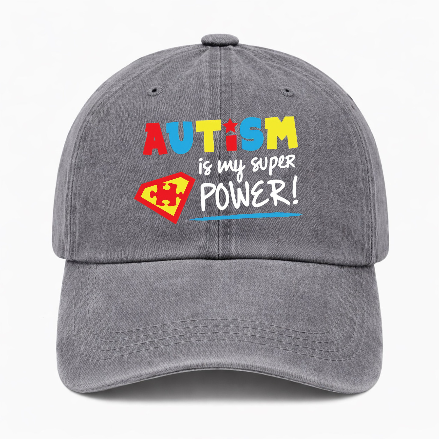 AUTISM Awareness Support Hat Puzzle Piece Washed Cap Colorful Dad Cap Gift Idea